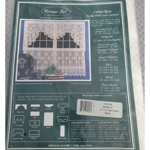 Vtg Heritage Lace Curtains CAMEO ROSE 60x24 Festoon Valance White NOS SEALED USA
